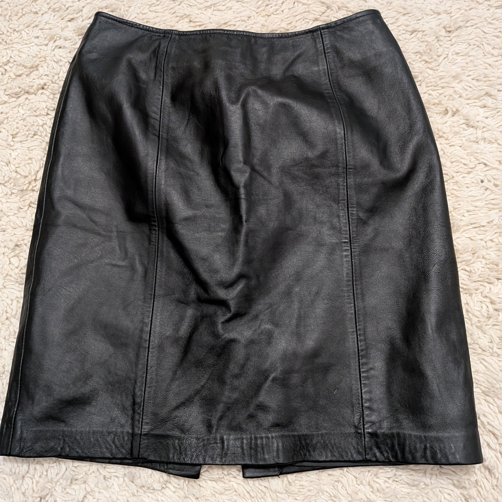 Croft & Barrow Lambskin Leather Black Mini Skirt